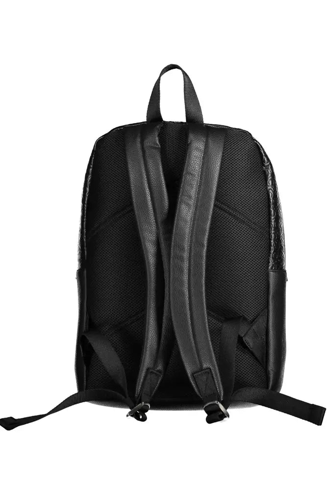 Black Polyester Men Backpack