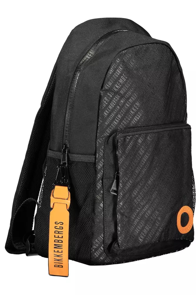 Black Nylon Men Backpack