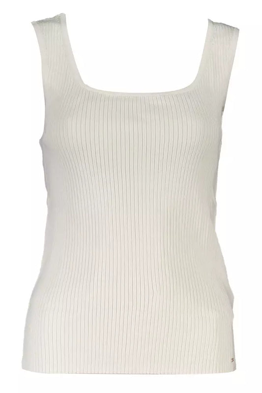 Elegant White Tank Top with Contrasting Details