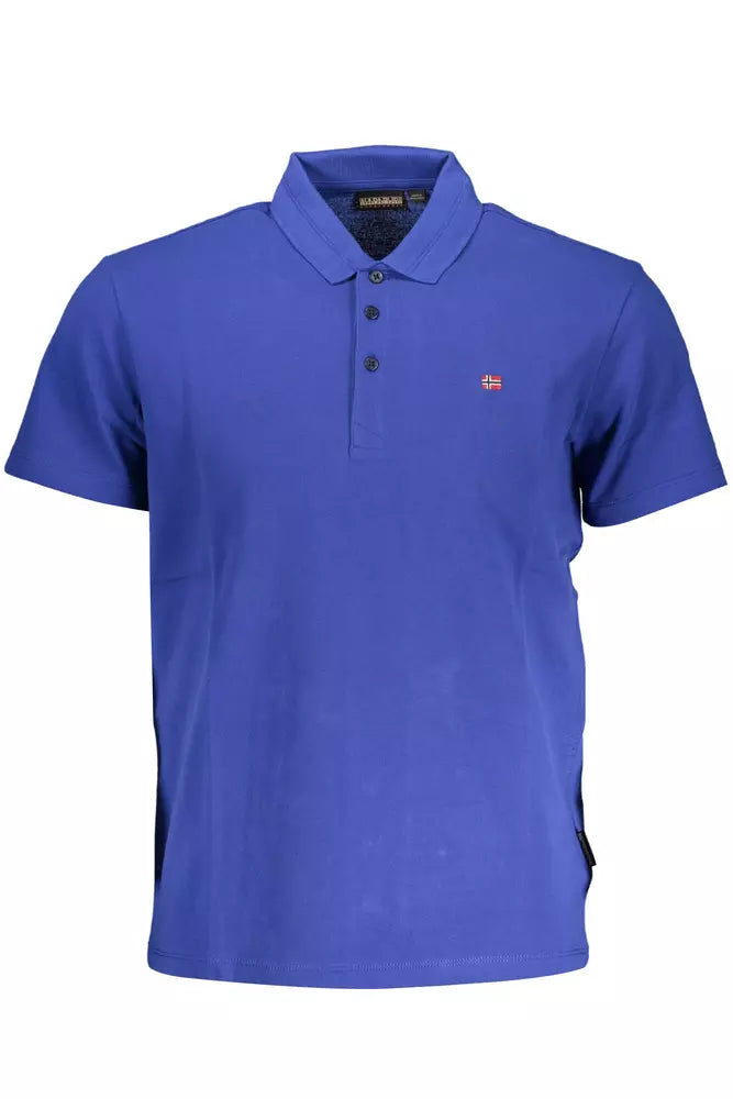 Blue Cotton Men Polo