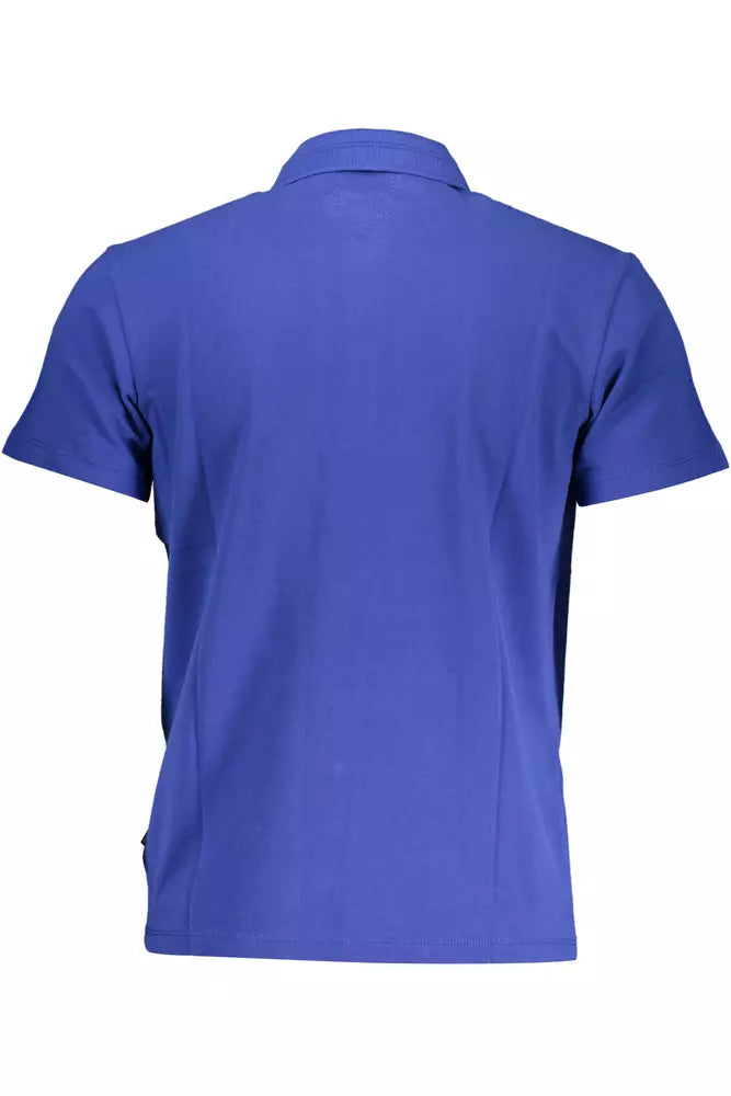 Blue Cotton Men Polo