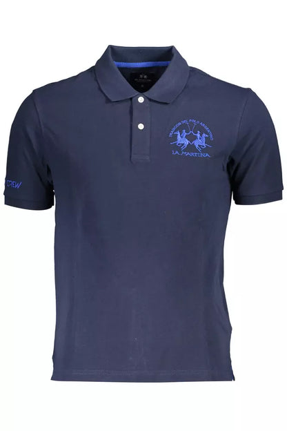 Elegant Blue Cotton Polo Shirt