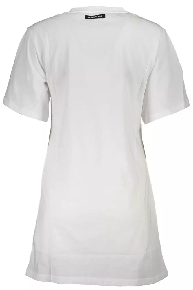 Elegant White Cotton Tee with Iconic Print