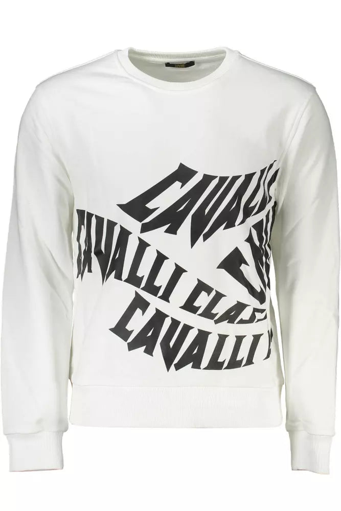 Elegant White Brushed Sweatshirt with Logo Print