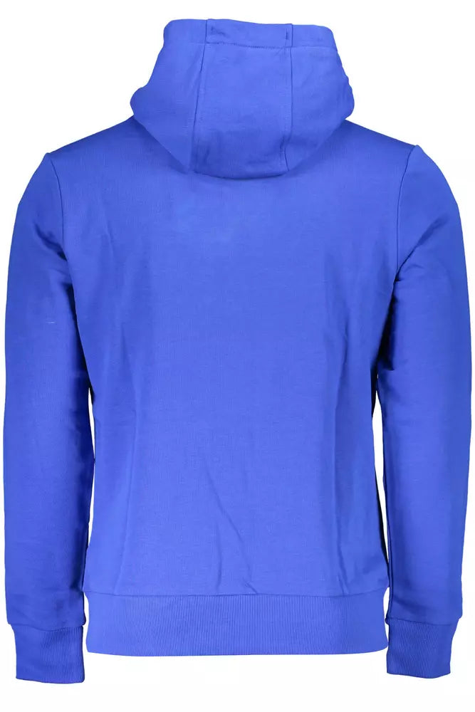 Chic Blue Embroidered Hooded Sweatshirt