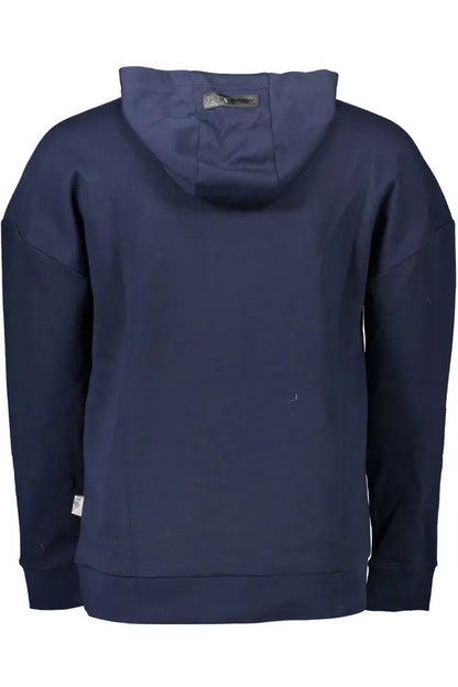 Sleek Blue Hooded Sweatshirt with Logo Detail