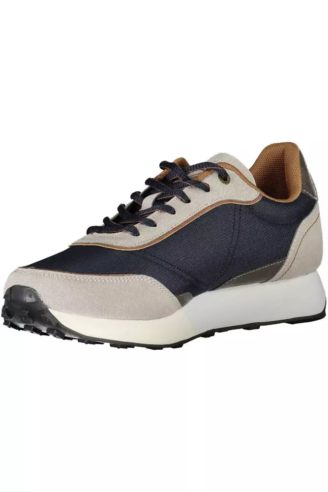 Sleek Blue Eco-Leather Sneakers