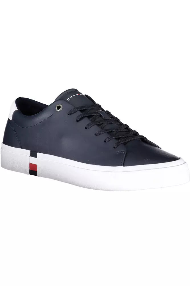 Elegant Blue Lace-Up Sneakers with Logo Detail