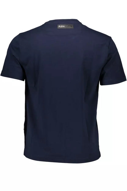 Elevated Blue Cotton Tee with Signature Details