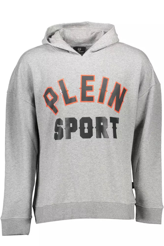 Sleek Gray Hooded Sweatshirt with Bold Contrasts