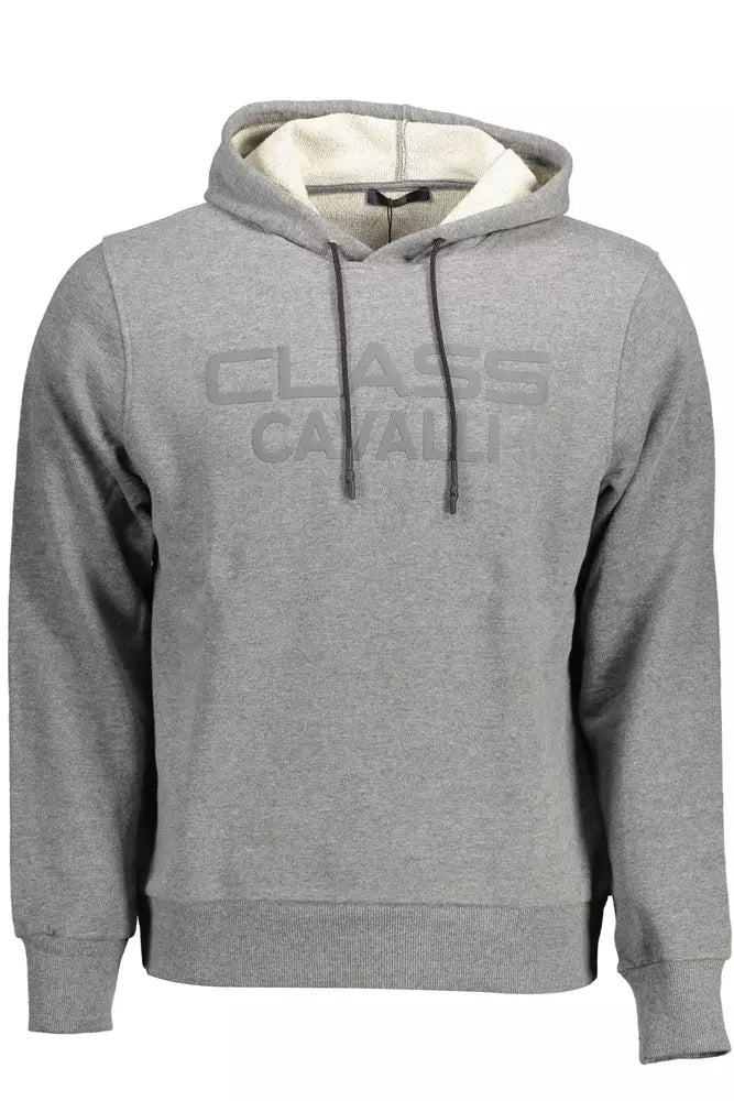 Chic Gray Hooded Sweatshirt with Logo Print