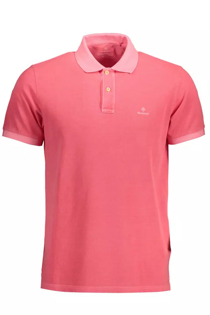 Chic Pink Cotton Polo with Contrasting Details