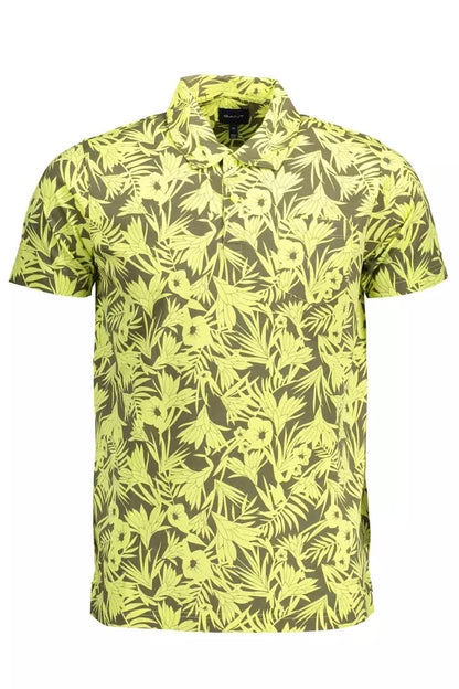 Yellow Cotton Men Polo Shirt