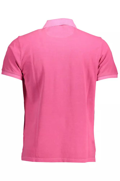 Elegant Pink Cotton Polo with Contrasting Details