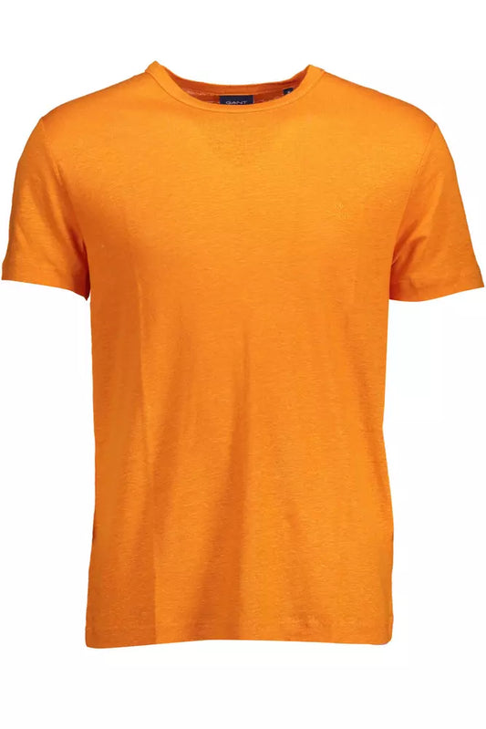 Elegant Orange Linen Short Sleeve Tee