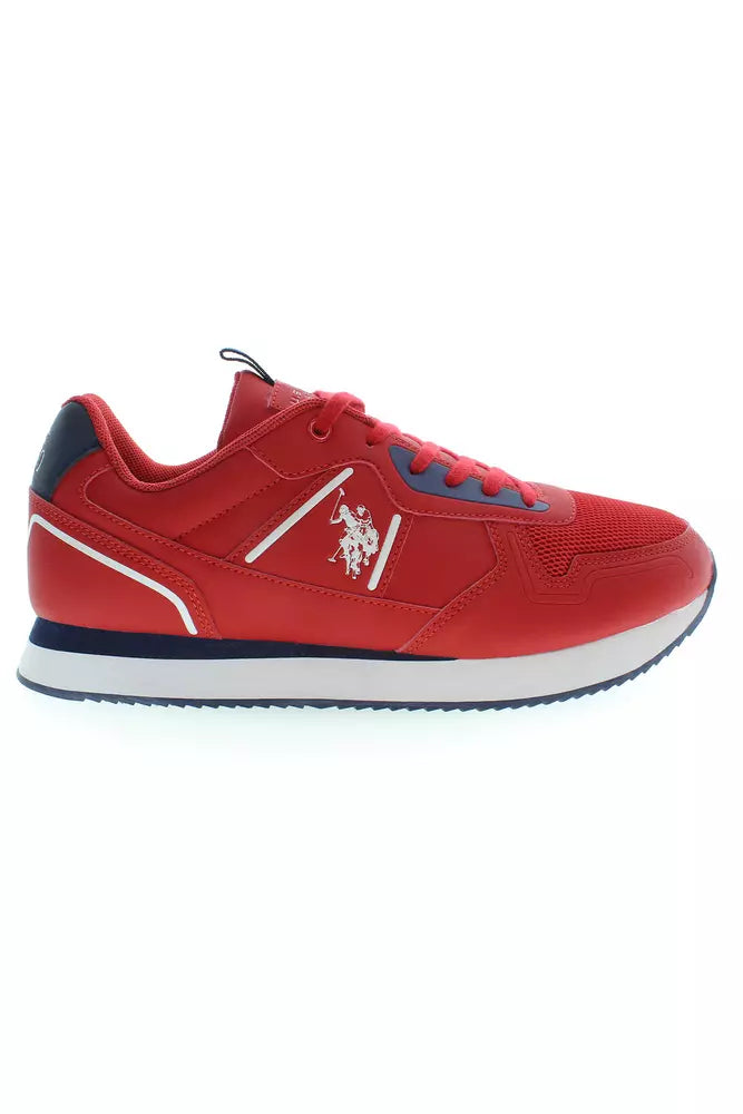 Red Polyester Men Sneaker