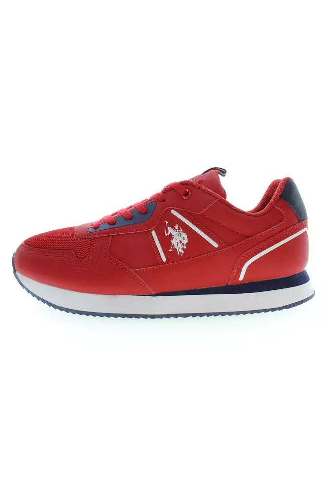 Red Polyester Men Sneaker