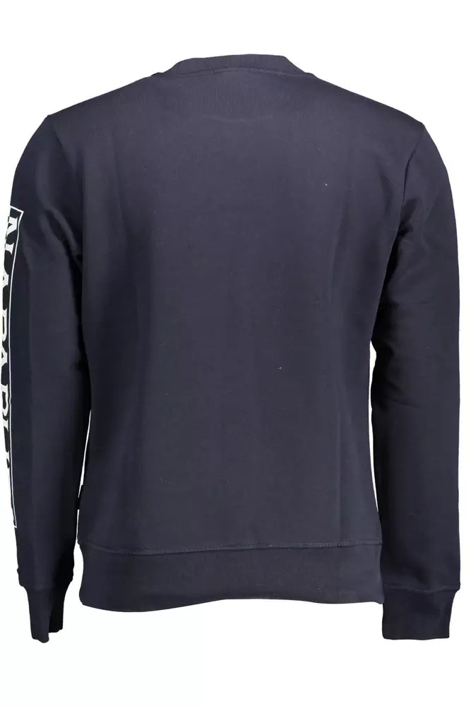 Chic Blue Round Neck Sweatshirt with Logo