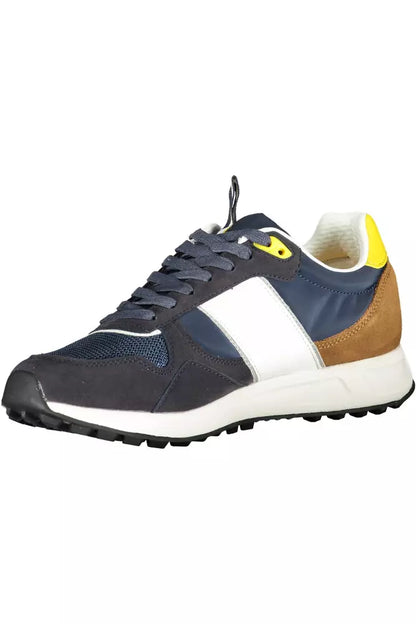 Sleek Blue Sports Sneakers with Contrasting Details