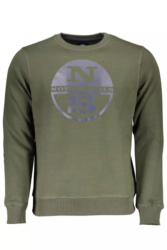 Green Round Neck Printed Sweatshirt