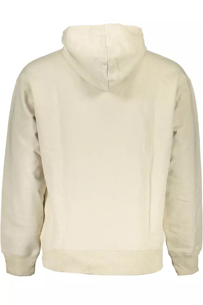 Beige Long-Sleeved Hooded Sweatshirt