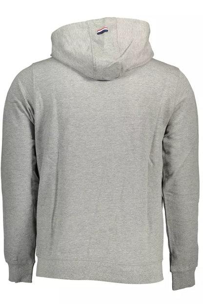 Chic Gray Hooded Sweatshirt with Embroidered Logo