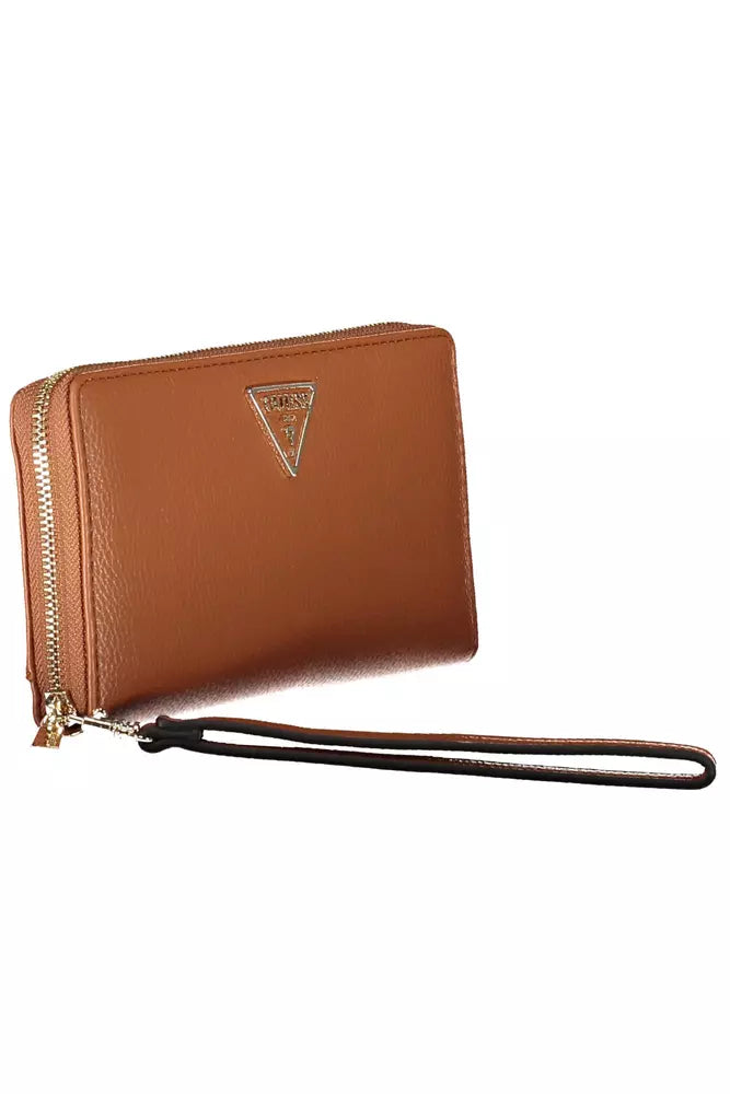 Chic Brown Polyethylene Wallet with Coin Purse