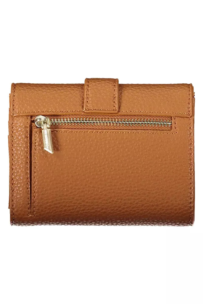 Chic Brown Contrast Detail Snap Wallet