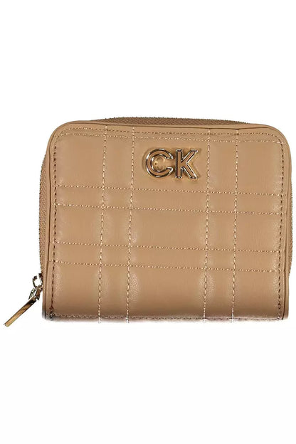 Elegant Beige Zip Wallet with RFID Lock