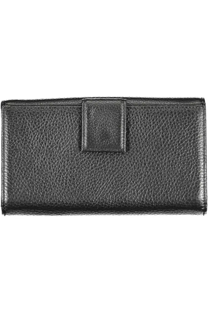 Elegant Dual-Part Leather Wallet in Classic Black