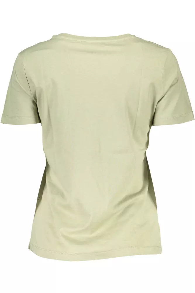 Chic Green Logo Tee with Wide Neckline