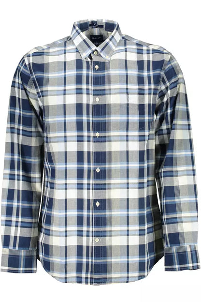 Elegant Blue Cotton Long Sleeve Shirt