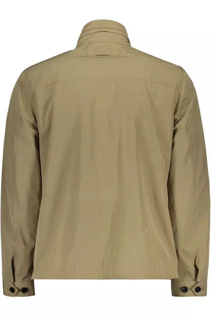 Beige Polyester Men Jacket