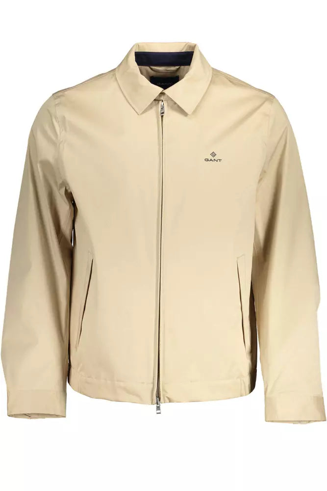 Beige Cotton Men Jacket