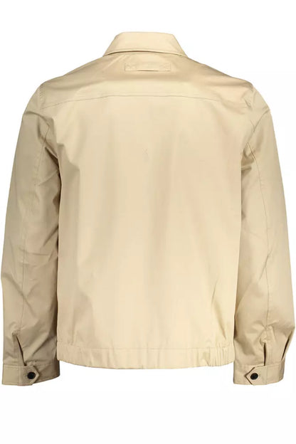 Beige Cotton Men Jacket