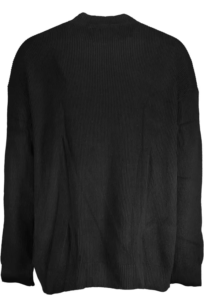 Black Cotton Men Sweater