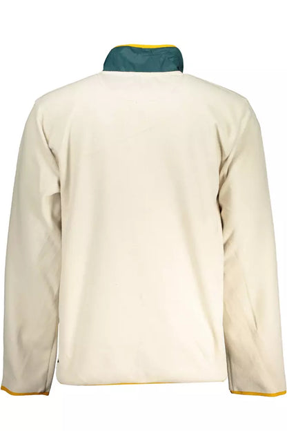 Beige Contrast Zip Fleece Sweatshirt