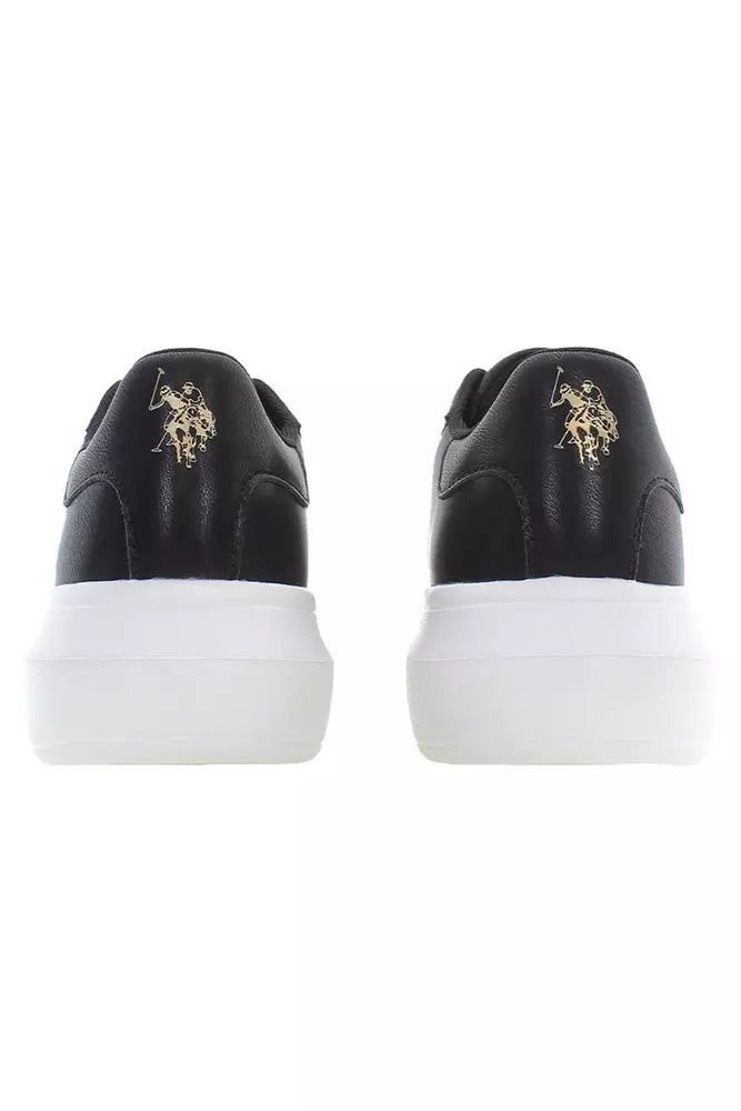 Chic Black Lace-Up Sneakers with Contrast Detailing