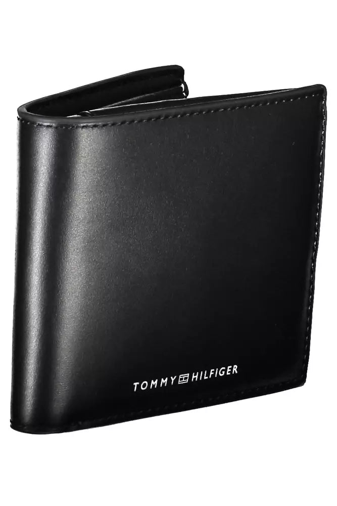 Sleek Black Leather Wallet with Coin Purse