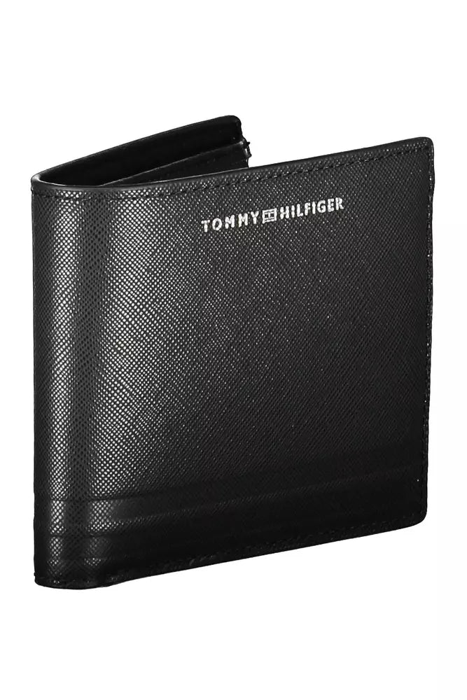 Sleek Black Leather Bifold Wallet with Coin Purse