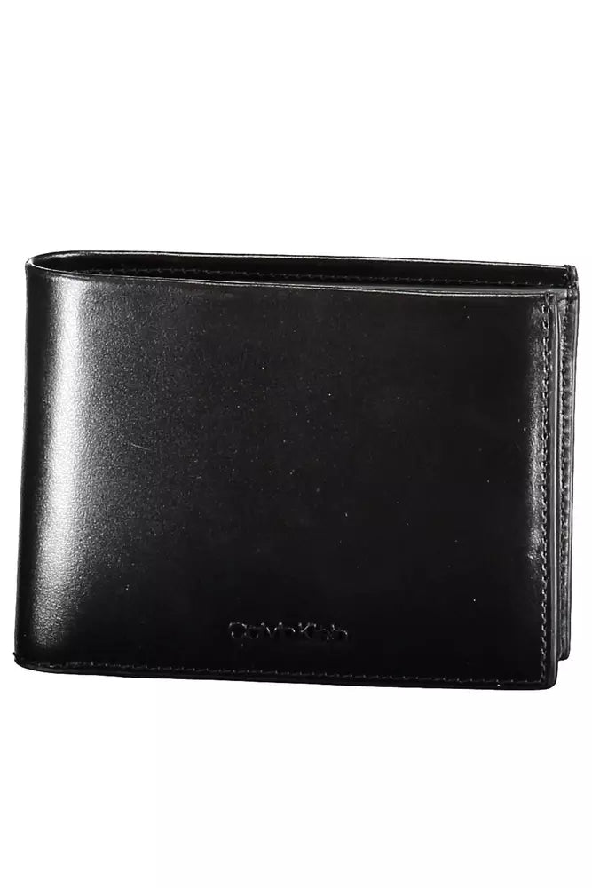 Sleek Black Leather Wallet with RFID Blocker