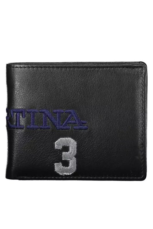 Elegant Two-Compartment Black Leather Wallet