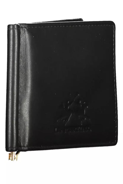 Sleek Black Leather Money Clip Wallet