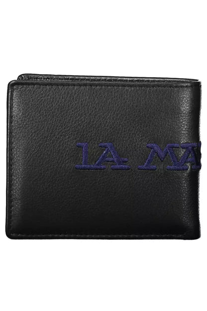 Elegant Two-Compartment Black Leather Wallet