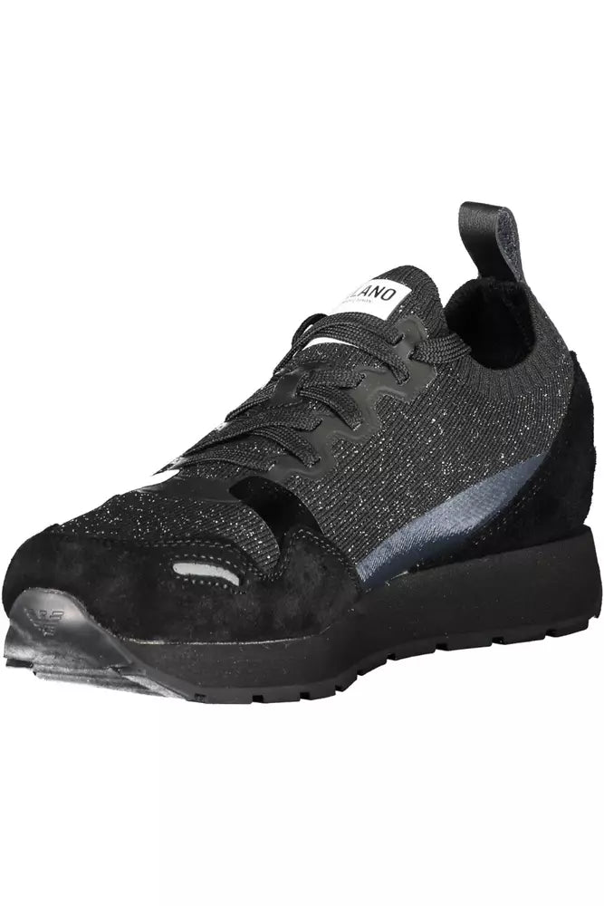 Black Leather Women Sneaker