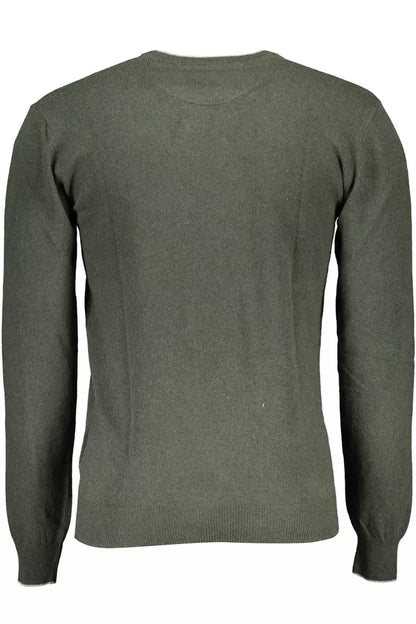 Elegant Green Slim Sweater with Logo Accent