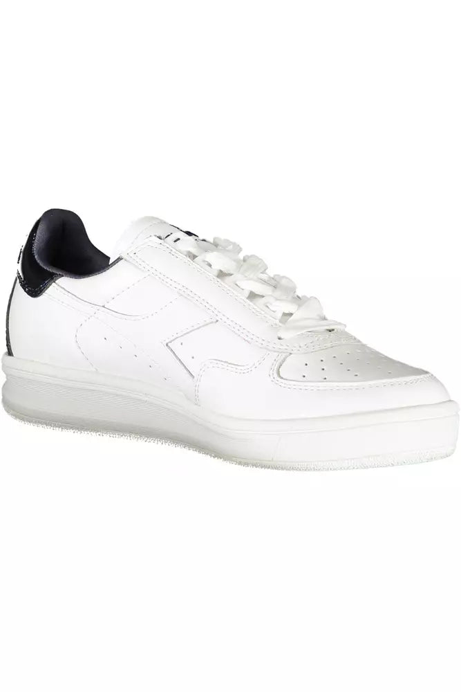 Elegant White Lace-Up Sneakers with Contrast Detail