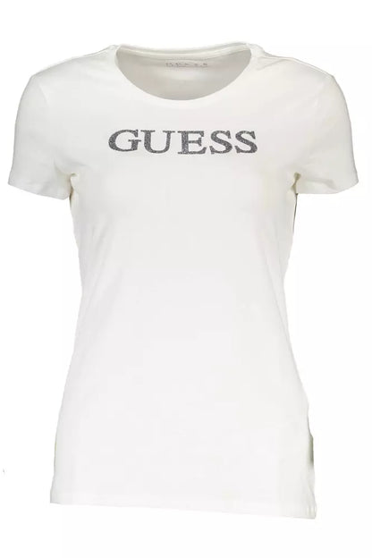 Chic White Logo Tee with Stretch Comfort