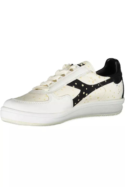 Elegant White Lace-Up Sneakers with Logo Accent