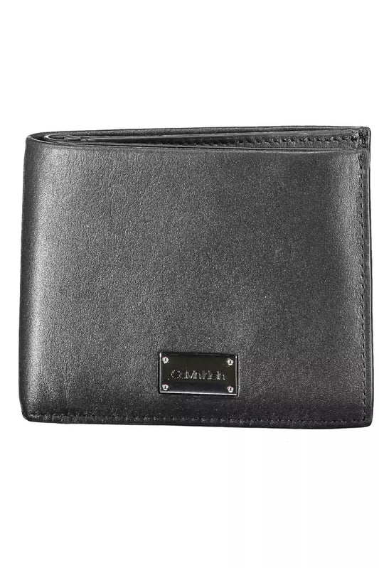 Sleek Black Leather Dual-Compartment Wallet